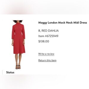 Maggy London Mock Neck MIDI Dress